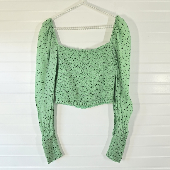 Aritzia Little Moon Gimlet Smocked Long Sleeve Blouse Top Medium - Picture 5 of 8